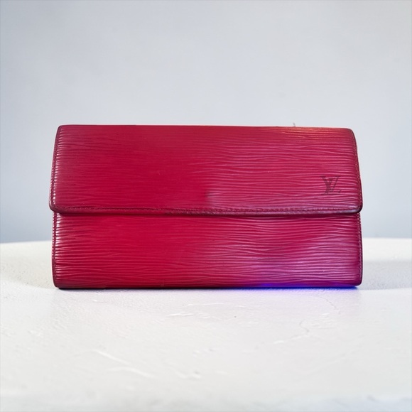 Louis Vuitton Handbags - Louis Vuitton Red Epi Long Wallet Snap Flap Organizer Authentic Vintage